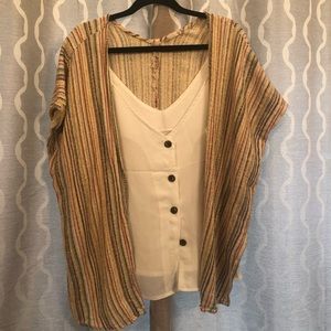 Multicolored striped kimono